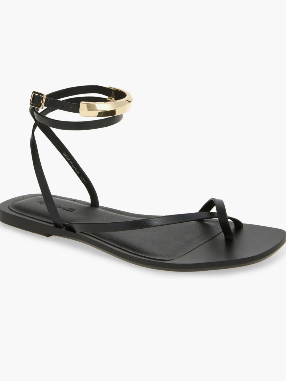 Madewell Lisbon Black Leather Ankle Wrap Sandal Size 7
